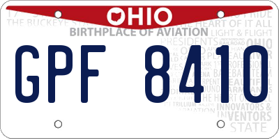 OH license plate GPF8410