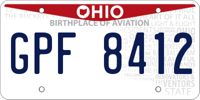 OH license plate GPF8412