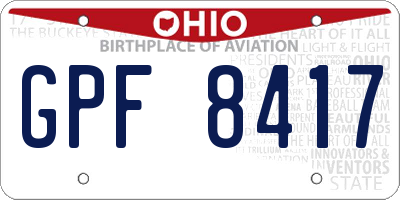 OH license plate GPF8417