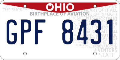 OH license plate GPF8431