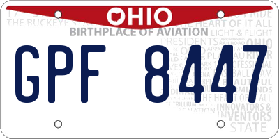 OH license plate GPF8447
