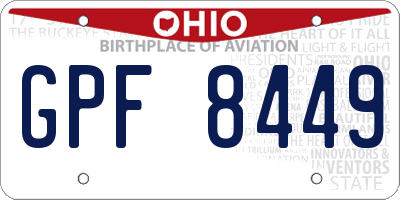 OH license plate GPF8449
