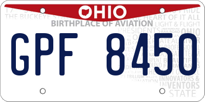 OH license plate GPF8450