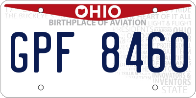OH license plate GPF8460