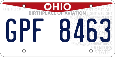 OH license plate GPF8463