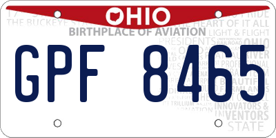 OH license plate GPF8465