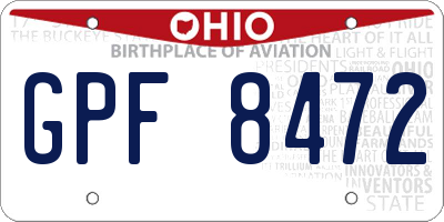 OH license plate GPF8472