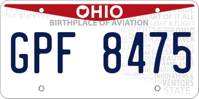 OH license plate GPF8475