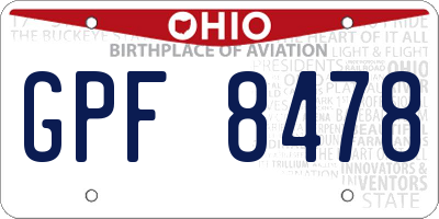 OH license plate GPF8478