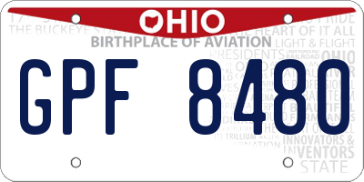 OH license plate GPF8480