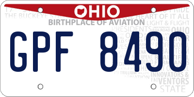 OH license plate GPF8490