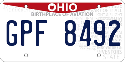 OH license plate GPF8492