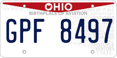 OH license plate GPF8497