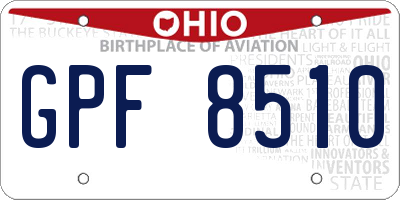 OH license plate GPF8510
