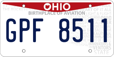 OH license plate GPF8511