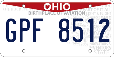 OH license plate GPF8512