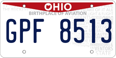 OH license plate GPF8513
