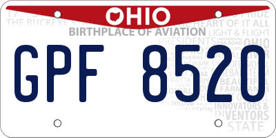 OH license plate GPF8520