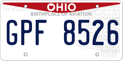 OH license plate GPF8526