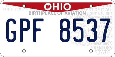 OH license plate GPF8537