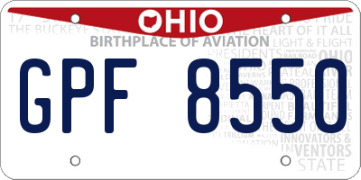 OH license plate GPF8550
