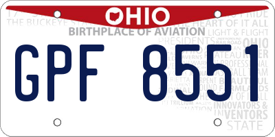 OH license plate GPF8551