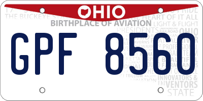 OH license plate GPF8560
