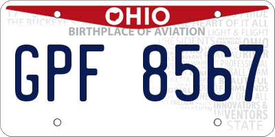 OH license plate GPF8567