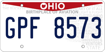 OH license plate GPF8573