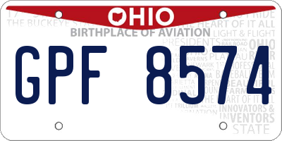 OH license plate GPF8574