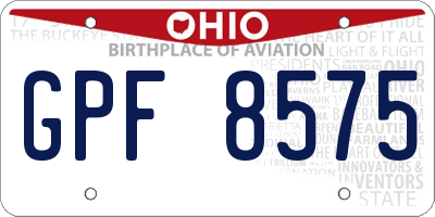 OH license plate GPF8575