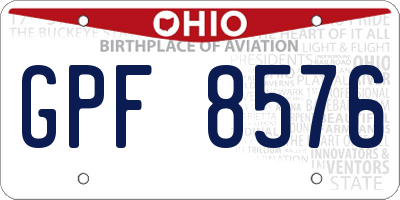 OH license plate GPF8576