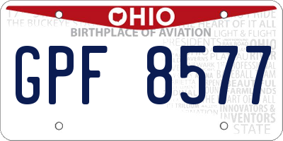 OH license plate GPF8577