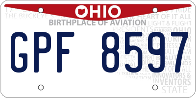 OH license plate GPF8597