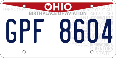 OH license plate GPF8604