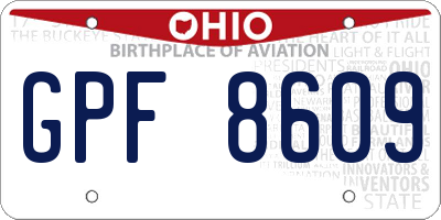 OH license plate GPF8609