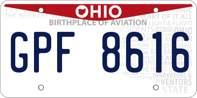 OH license plate GPF8616