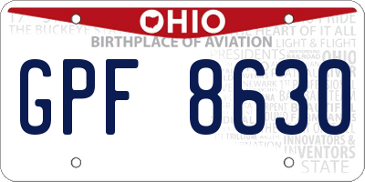 OH license plate GPF8630