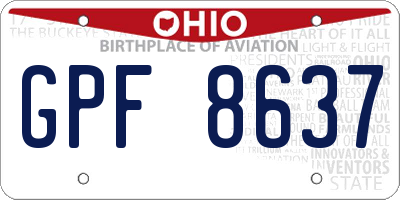 OH license plate GPF8637