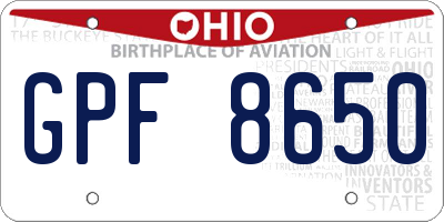 OH license plate GPF8650