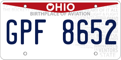 OH license plate GPF8652