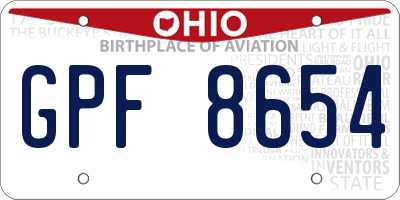 OH license plate GPF8654