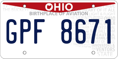 OH license plate GPF8671