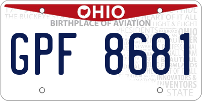 OH license plate GPF8681