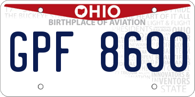 OH license plate GPF8690