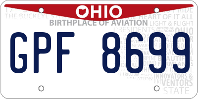 OH license plate GPF8699