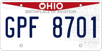 OH license plate GPF8701