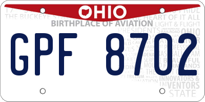 OH license plate GPF8702