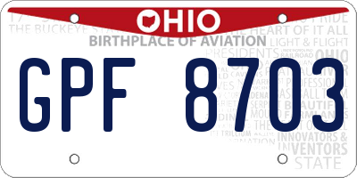 OH license plate GPF8703