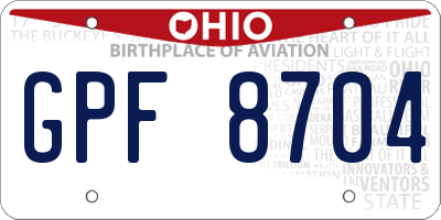 OH license plate GPF8704